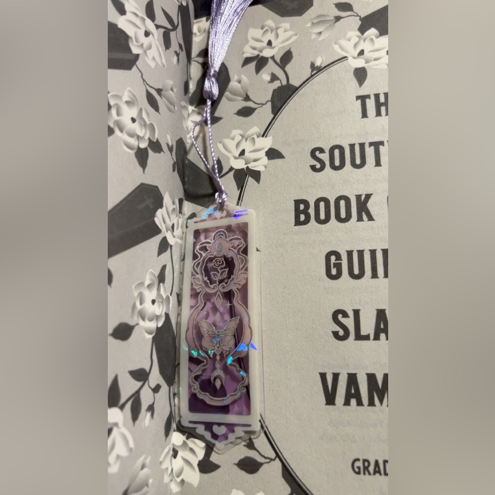 Purple and Silver Bookmark with Ribbon